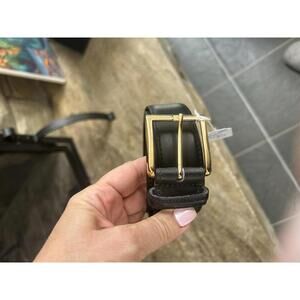 Decter Black Leather Money Belt with Gold Buckle